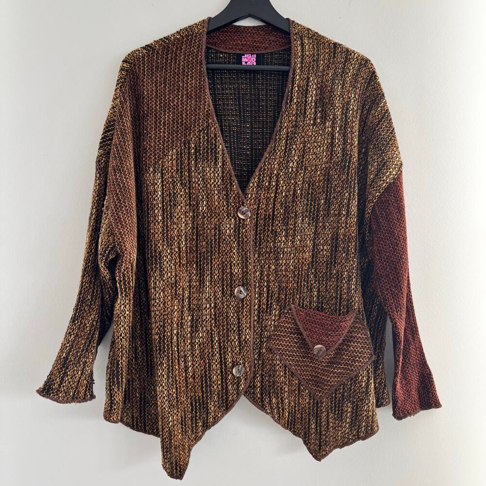 90s VTG JGs Mad Lab Staley Gretzinger Cardigan Sweater Lagenlook Wearable Art